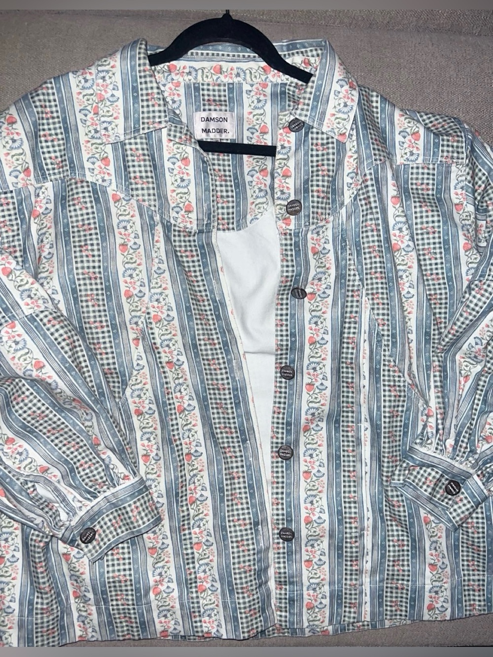 Damson Madder Baxter Striped Floral Print Shirt Jacket US size 10/ UK size 14 - Picture 4 of 6